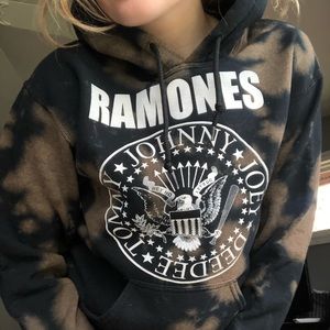 Bleached Black Ramones Graphic Hoodie